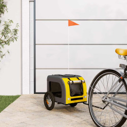 Reboque bicicleta p/ animais tecido oxford/ferro amarelo/cinza