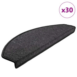 Tapetes de escada 30 peças 65x24x4 cm antracite meio redondo grande