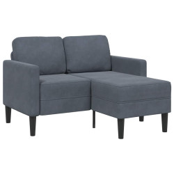 Sofá 2 lugares com chaise em l 125 cm veludo cinzento-escuro