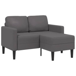 Sofá 2 lugares com chaise em l 125 cm couro artificial cinzento