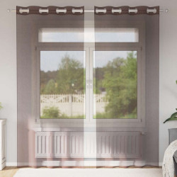 Cortinas de voile com ilhós 2 pcs castanho 140x225 cm