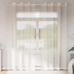 Cortinas de voile com ilhós 2 pcs creme 140x225 cm