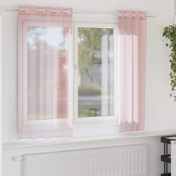 Cortinas de voile com ilhós 2 pcs rosa-claro 140x175 cm