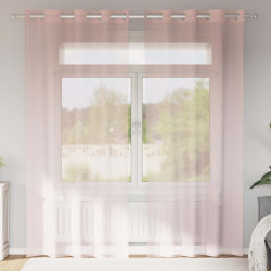 Cortinas de voile com ilhós 2 pcs rosa-claro 140x245 cm