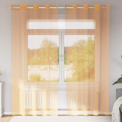 Cortinas de voile com ilhós 2 pcs laranja 140x245 cm