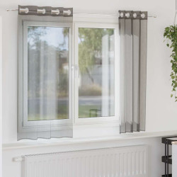 Cortinas de voile com ilhós 2 pcs cinzento-escuro 140x175 cm