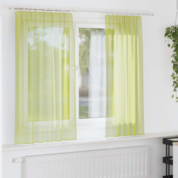 Cortinas de voile com bolsos para varão 2 pcs verde-maçã