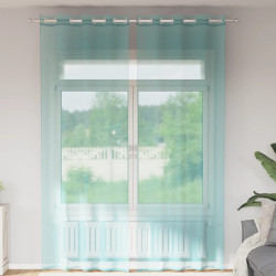 Cortinas de voile com ilhós 2 pcs turquesa