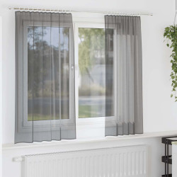 Cortinas de voile com bolsos para varão 2 pcs cinzento-escuro