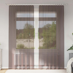 Cortinas de voile com bolsos para varão 2 pcs castanho