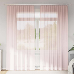 Cortinas de voile com bolsos para varão 2 pcs rosa-claro