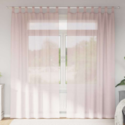 Cortinas de voile com laços 2 pcs rosa-claro 140x245 cm