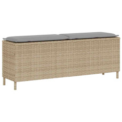 Banco de jardim com almofadão 110x30x40,5 cm vime PE bege