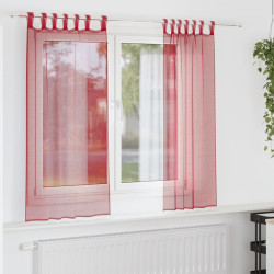 Cortinas de voile com laços 2 pcs vermelho tinto 140x175 cm