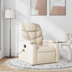 Poltrona de massagens reclinável tecido cor creme