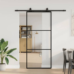 Porta deslizante c/ conj. ferragens 90x205cm vidro esg preto