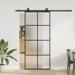 Porta deslizante c/ conj. ferragens 90x205cm vidro esg preto