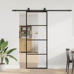Porta deslizante c/ conj. ferragens 76x205cm vidro esg preto