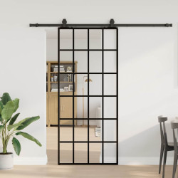 Porta deslizante c/ conj. ferragens 90x205cm vidro esg preto