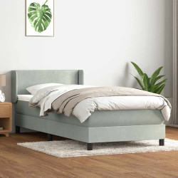Cama com molas/colchão cinzento-claro 80x210 cm veludo