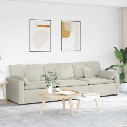 Sofá modular com almofadas creme