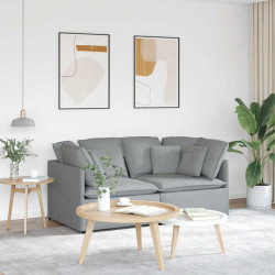 Sofá modular com almofadas tecido cinzento-claro