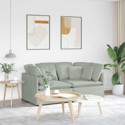 Sofá modular com almofadas veludo cinzento-claro