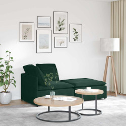 Sofá modular com pufes e almofadas veludo verde-escuro