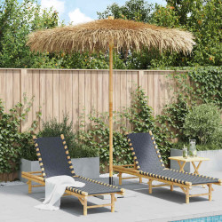 Guarda-chuva tiki com dossel de folha de bananeira 240 cm bambu