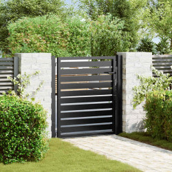 Portão de jardim com fechadura preto 100x100 cm alumínio