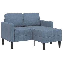 Sofá 2 lugares com chaise em l 125 cm linho azul