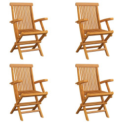 Cadeiras de jardim dobráveis 4 pcs madeira de teca maciça