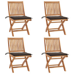 Cadeiras de jardim dobráveis c/ almofadões 4 pcs teca maciça