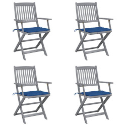 Cadeiras exterior dobráveis c/ almofadões 4 pcs acácia maciça