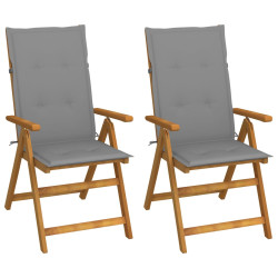 Cadeiras jardim reclináveis c/ almofadões 2 pcs acácia maciça