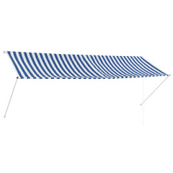 Toldo retrátil 350x150 cm azul e branco