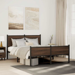 Estrutura de cama sem colchão 140x200cm metal carvalho castanho