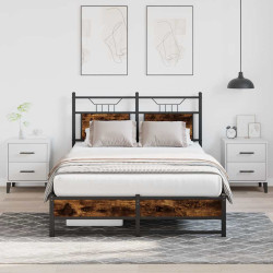 Estrutura de cama s/ colchão derivados madeira carvalho fumado
