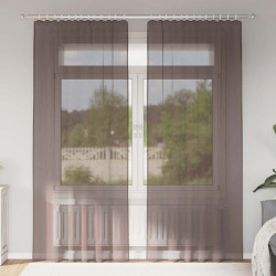 Cortinas de voile com aba 2 pcs castanho