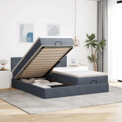 Estrutura cama otomana colchões 180x200 cm cinzento escuro