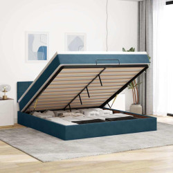Estrutura de cama otomana com colchão 180x200 cm azul escuro