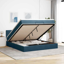 Estrutura de cama otomana com colchão 180x200 cm azul escuro