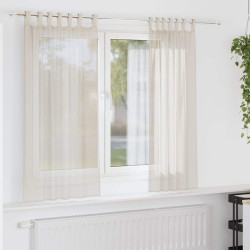 Cortinas de voile com aba 2 pcs creme