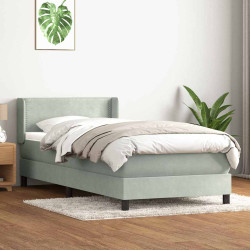 Cama com molas/colchão cinzento-claro 80x210 cm veludo