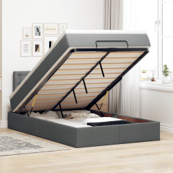 Cama otomana com colchão 120x190 cm tecido cinzento escuro