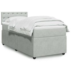Cama com molas/colchão 100x200 cm veludo cinza-claro