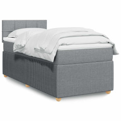 Cama com molas/colchão 90x200 cm tecido cinza-claro