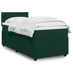 Cama com molas/colchão 90x190 cm veludo verde-escuro