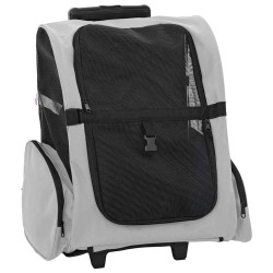 Carrinho para animais de estimação 3 em 1 design cinza 48x32x(57-106) cm tecido oxford