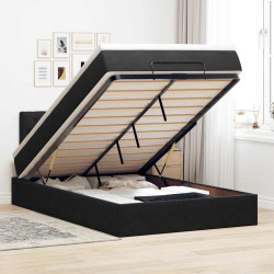 Estrutura de cama otomana com colchão 120x200 cm veludo preto
